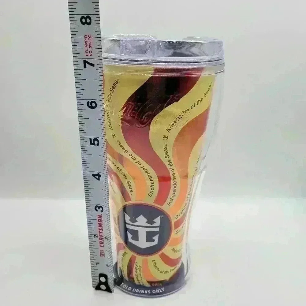 Royal Caribbean Cruise Ship Coca Cola 2017 Travel Mug Tumbler Lid Yellow Orange - Picture 11 of 12